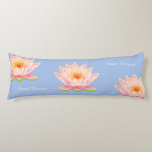 Coussins Longs Douces rêves fleurs de lotus sur fond bleu clair