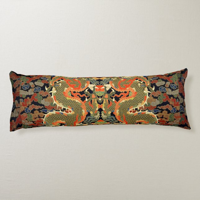Coussins Longs Dragon asiatique chinois Art coloré (Dos)