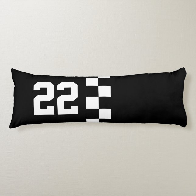 Coussins Longs Drapeau De Course Personnalisé Noir Et Blanc (Devant)