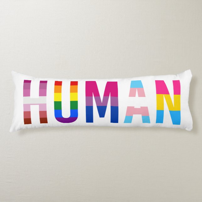 Coussins Longs Drapeau LGBT HUMAN Mois Gay pride Transgenre (Devant)
