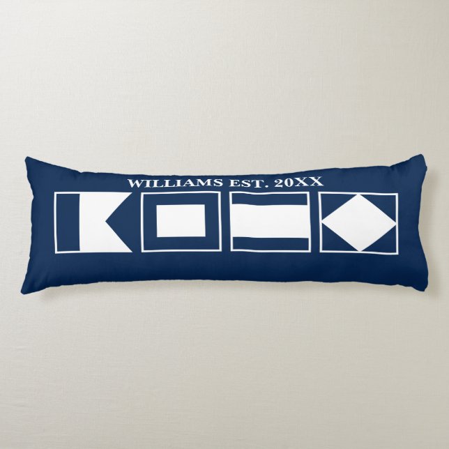 Coussins Longs Drapeaux marins décor de lit bleu marine (Devant)