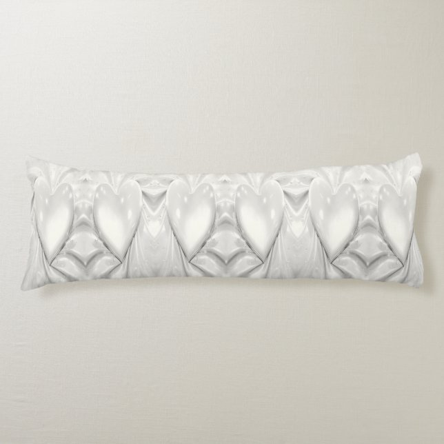 Coussins Longs Élégant Crème blanche Coeur Oreiller (Devant)