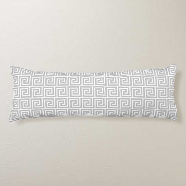 Coussins Longs Elégant Gris & Blanc Motif grec Oreiller (Devant)