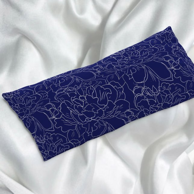 Coussins Longs Elégant modèle floral bleu marine argenté (Créateur téléchargé)