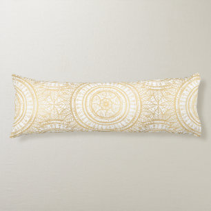 Coussins Longs Élégant Motif blanc de tournesol Mandala Gold