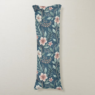 Coussins Longs Élégant motif floral avec fleurs rose et crème