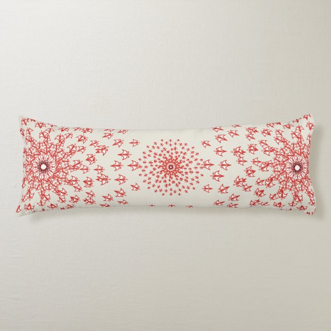 Coussins Longs Elegant Red Mandala Geometric Bedroom & Home Texti (Devant)