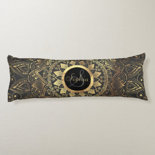 Coussins Longs Elégante oeuvre de mandala en or