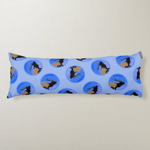 Coussins Longs Elk bouillonnant en hiver - Art original de la fau