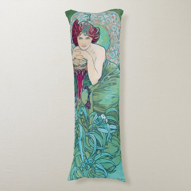 Coussins Longs Emeraude (Quatre bijoux), Alphonse Mucha (Devant (Vertical))