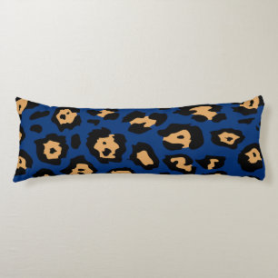 Coussins Longs Empreinte de léopard bleu