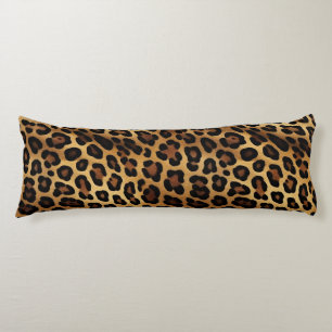 Coussins Longs Empreinte de léopard noir Brown or