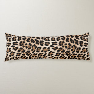 Coussins Longs Empreinte de léopard noir crème chic