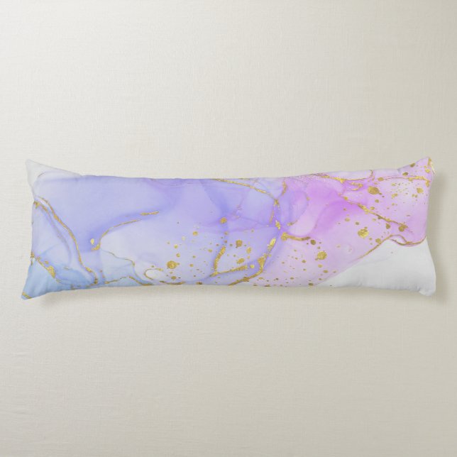 Coussins Longs Encre d'alcool rose, pourpre et bleu (Devant)
