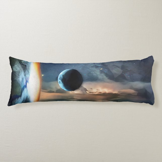 Coussins Longs Espace, Lune Et Terre (Devant)
