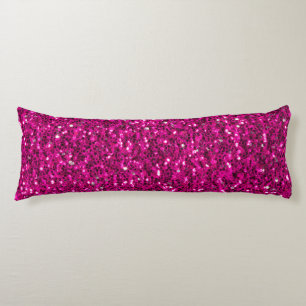 Coussins Longs Étincelles fausses paillettes rose chaud