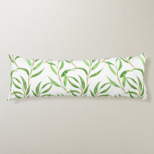 Coussins Longs Eucalyptus motif aquarelle sur blanc