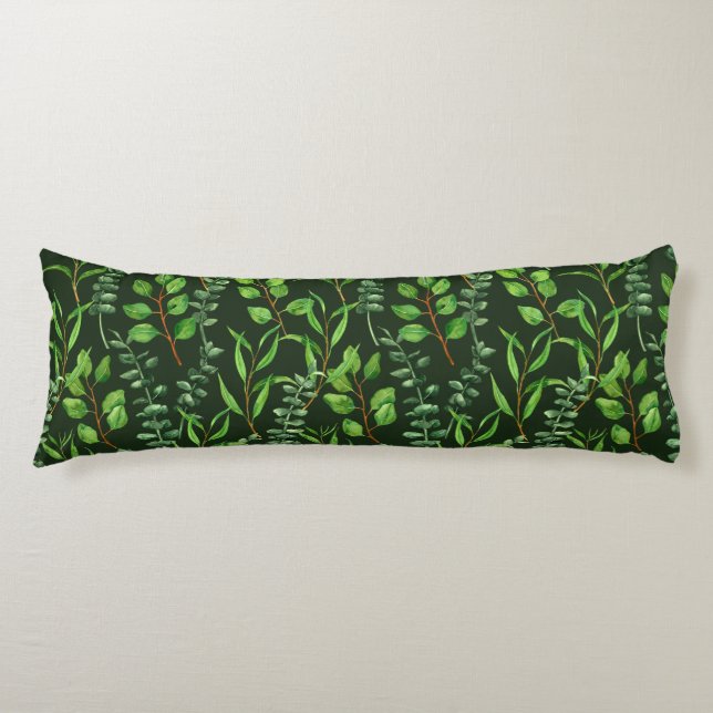 Coussins Longs Eucalyptus vert foncé (Devant)