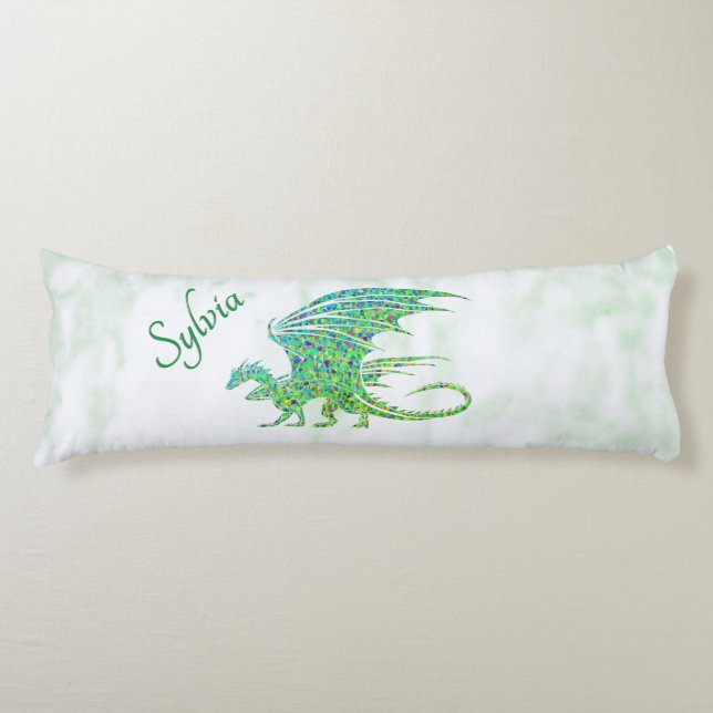 Coussins Longs Extraordinaire Mosaic Green Dragon Personnel (Devant)