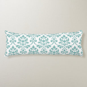 Coussins Longs Feuille Damask Turquoise Grand Motif