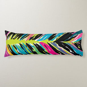 Coussins Longs Feuille tropicale Abstraite vibrante multicolore