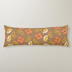 Coussins Longs Feuilles d'automne en chute chaude avec fleurs
