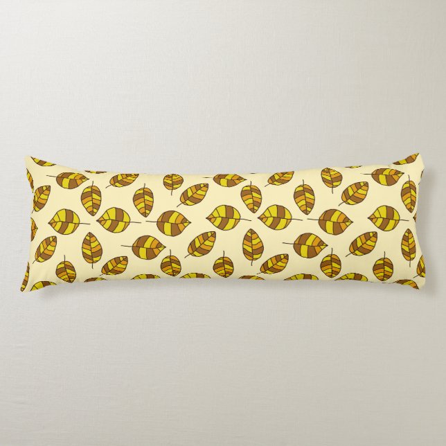 Coussins Longs Feuilles d'automne réglable Motif feuille jaune (Devant)