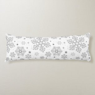 Coussins Longs Flammes de neige en argent sur blanc