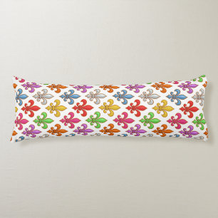 Coussins Longs Fleur-de-lis Fleurs Blanc Bold Coloré