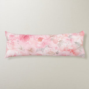 Coussins Longs Fleurs aquarelles Blush Bloom
