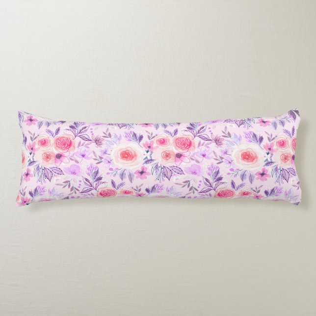 Coussins Longs Fleurs d'aquarelle et feuilles 3 (Devant)