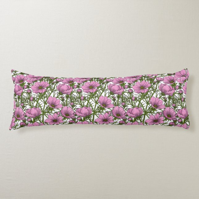 Coussins Longs fleurs de cosmos rose (Devant)