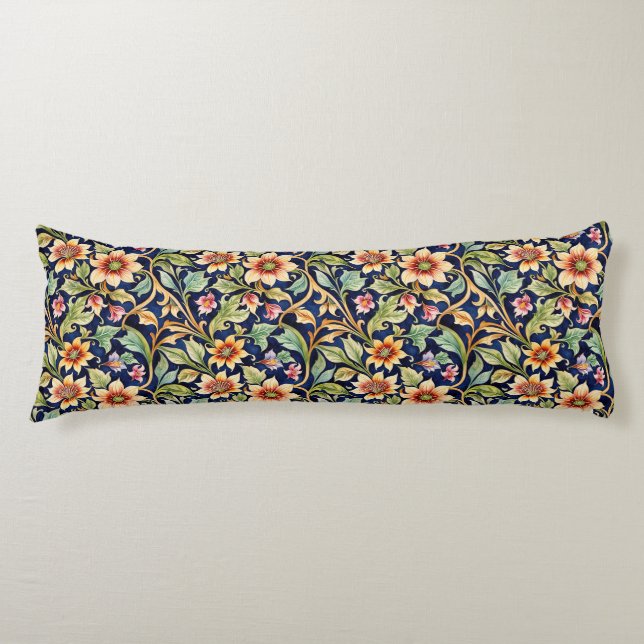 Coussins Longs Fleurs de style islamiste doré (Devant)