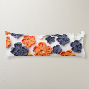 Coussins Longs Fleurs en tissu cousu à la main printemps orange b