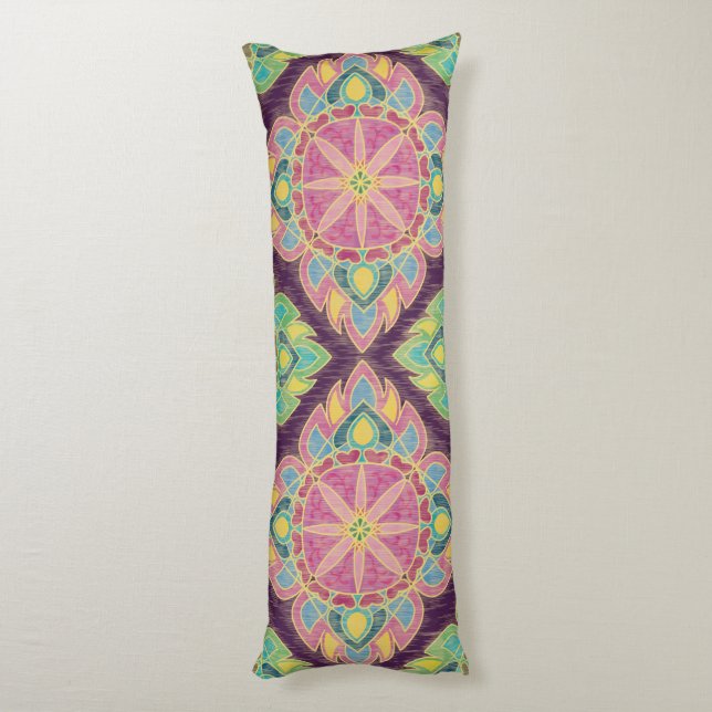 Coussins Longs Fleurs roses dans le jardin (Dos (Vertical))