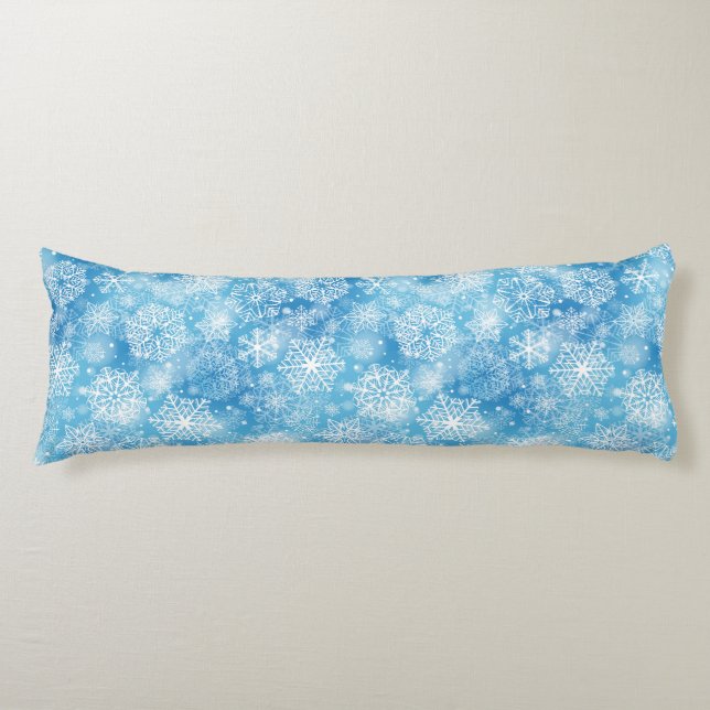 Coussins Longs Flocon de neige bleu (Devant)