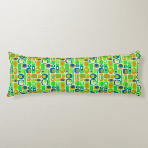 Coussins Longs Fond d'écran Funny Retro - orange vert bleu