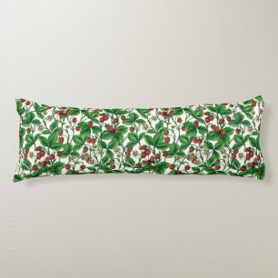 Coussins Longs Fraises sauvages sur blanc