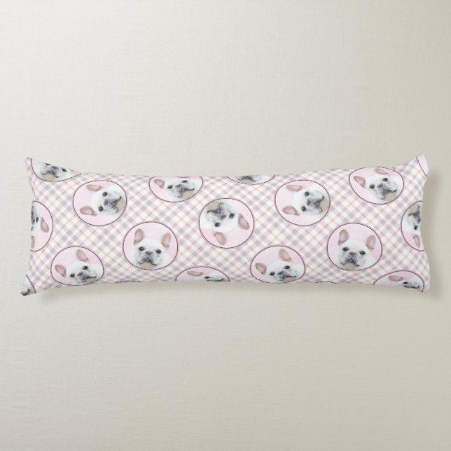 Coussins Longs French Bulldog Painting White Cream Pet Dog Art (Devant)