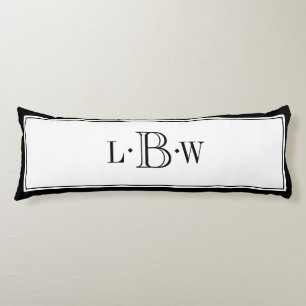 Coussins Longs Frontière noire classique décorée d'un monogramme