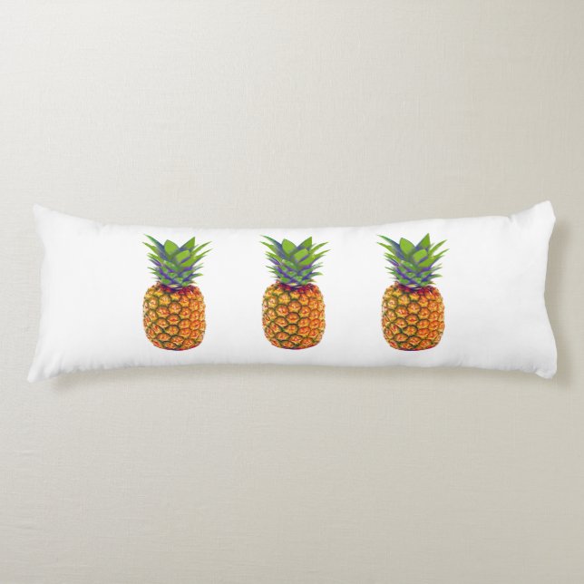 Coussins Longs Fruits d'ananas sur blanc (Devant)