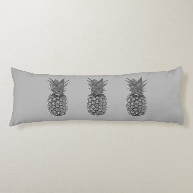 Coussins Longs Fruits d'ananas sur gris argenté clair (Devant)