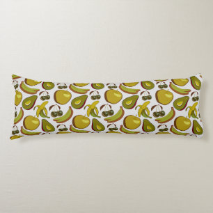 Coussins Longs Fruits tropicaux sans couture motif jaune et blanc