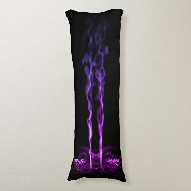 Coussins Longs Fumée de dragon noir et violet (Devant (Vertical))
