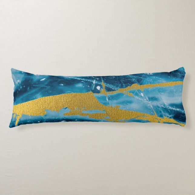 Coussins Longs Géode Agate Gemstone Blue et Gold (Devant)