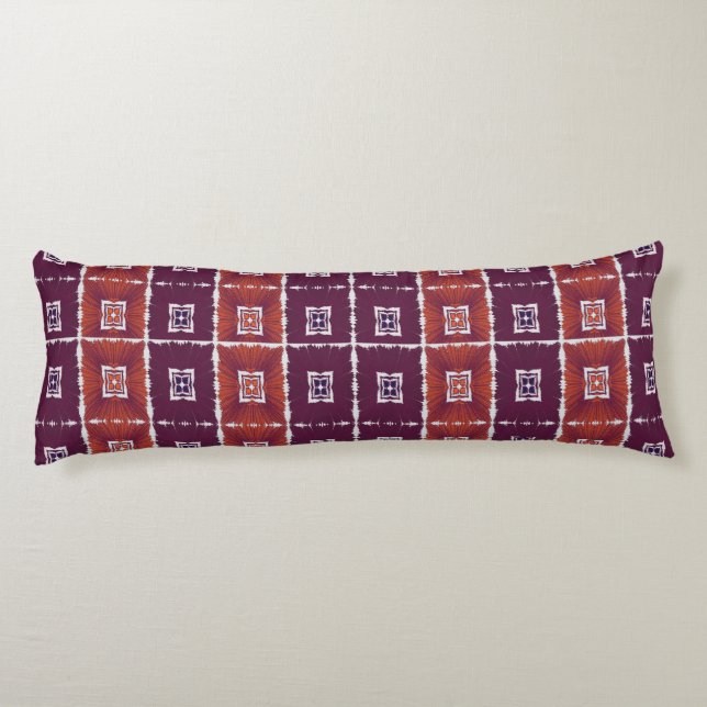 Coussins Longs Geometric Ethnic Pattern Body Pillow – Burgundy Re (Dos)