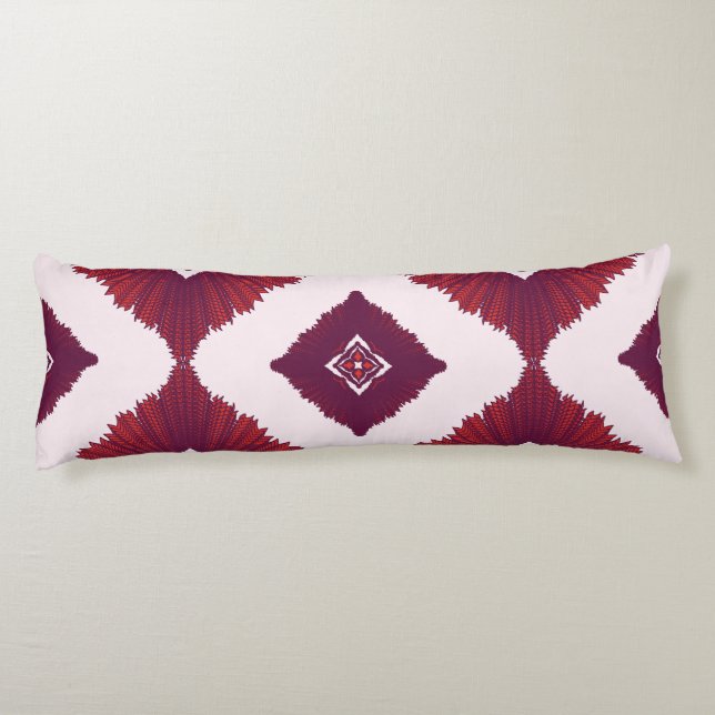Coussins Longs Geometric Ethnic Pattern Body Pillow – Burgundy Re (Dos)