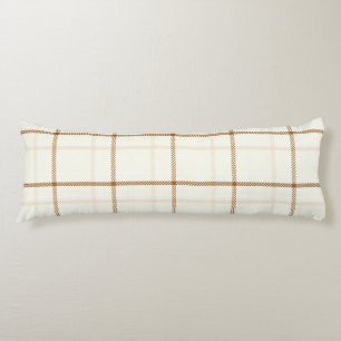 Coussins Longs Gingham carreaux neutre marron ivoire couleur past