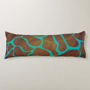 Coussins Longs Giraffe Impression Brown et Turquoise