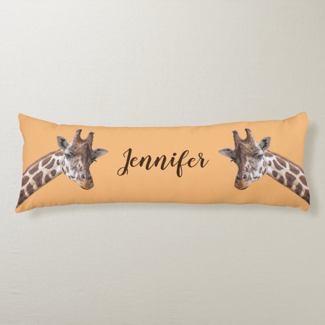 Coussins Longs Giraffe Safari animal Nom personnalisé (Devant)